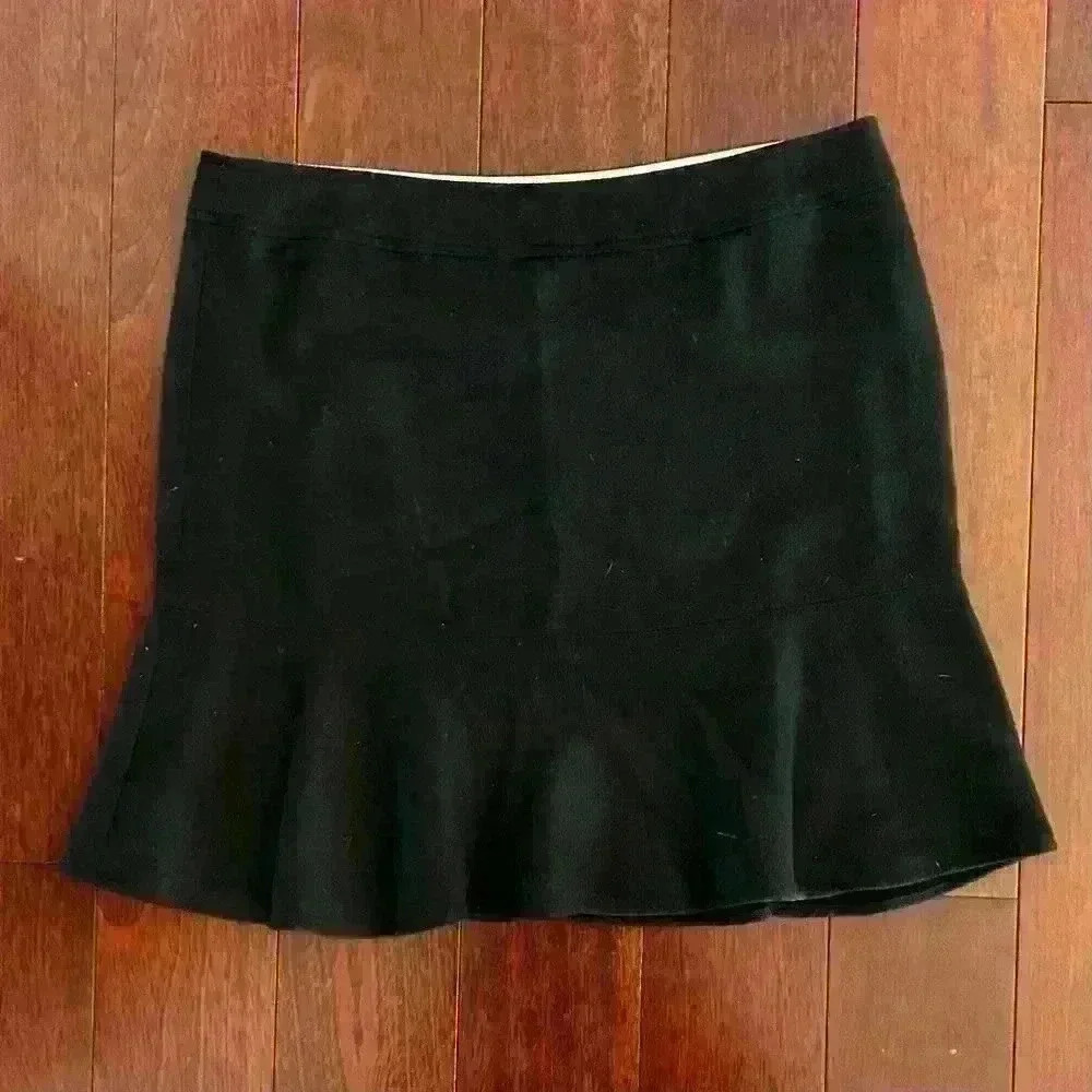 Gap Women’s Ruffle Wool Lined Mini Skirt Black Side Zip Size 12